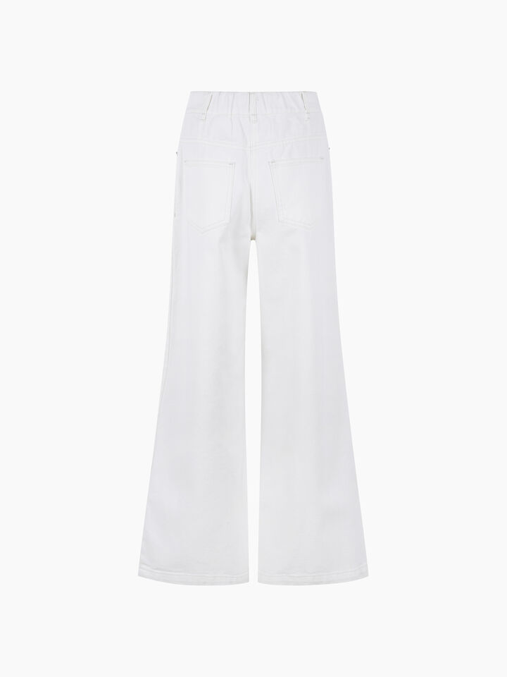 Cream colored flared denim trousers - sisley k women - Creamy White | Sisley K image number 2